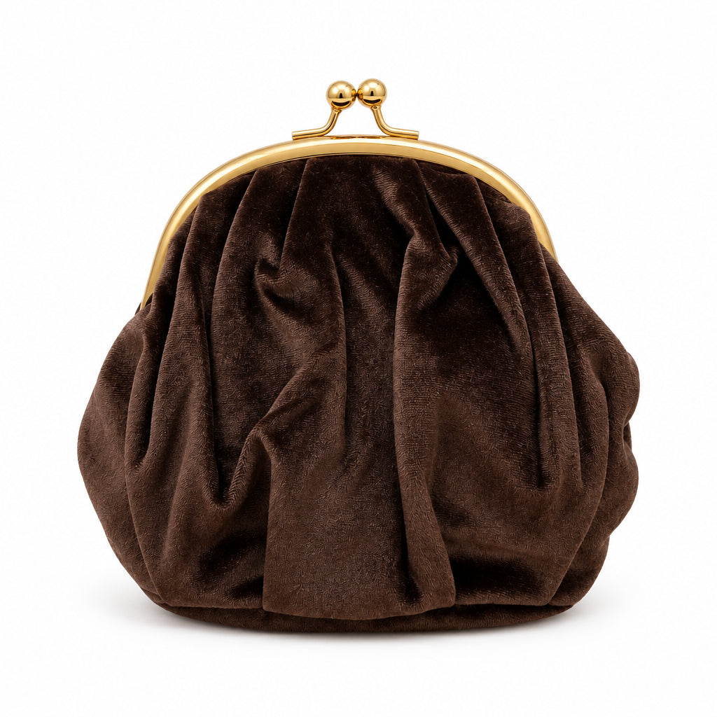 Bolso de fiesta clutch ovalado arrugado terciopelo