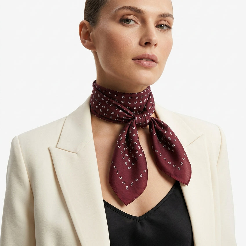 Pañuelo de cuello con un estampado paisley básico en burdeos - Moments by You