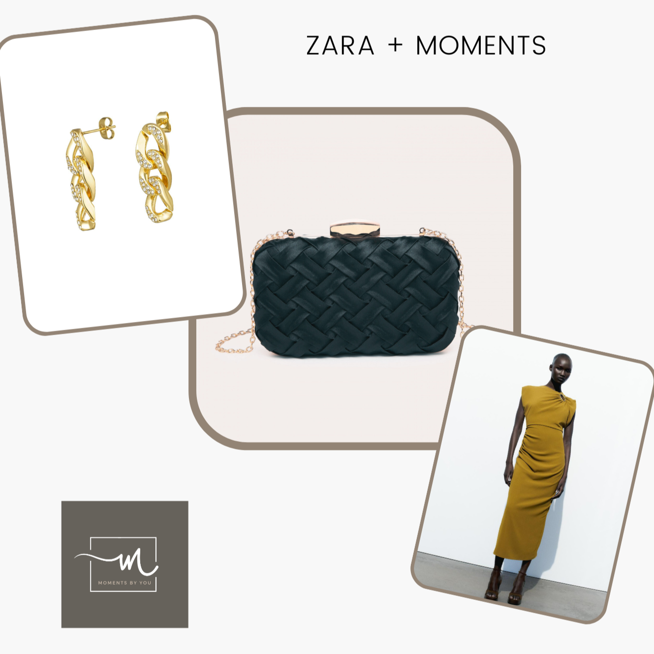 Bolso de mano clutch fiesta negro de raso con tiras cruzadas - Moments by You