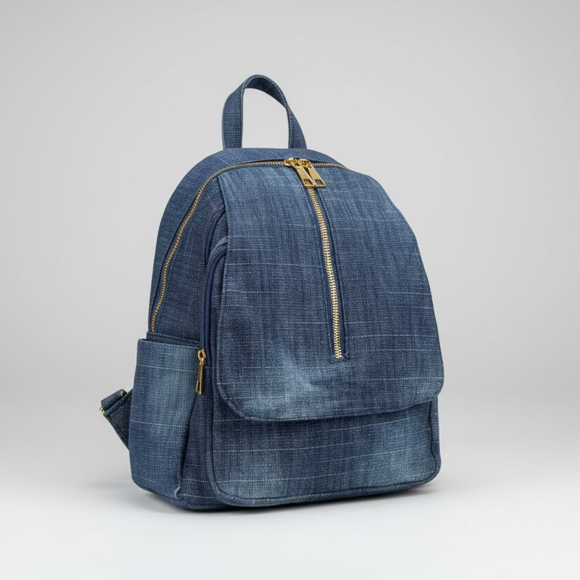Mochilas de tejido vaquero con cremallera y solapa - Moments by You