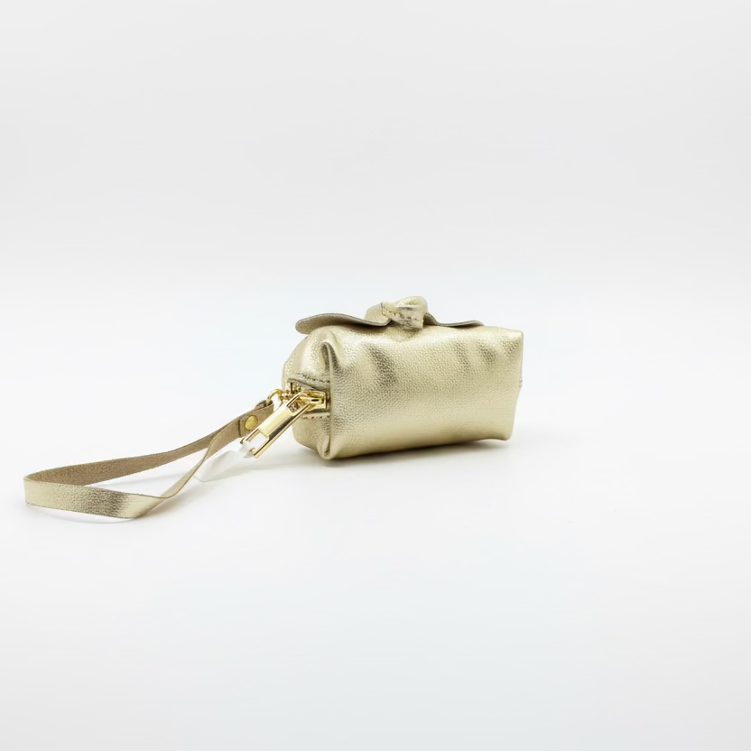 Monedero piel 100% vacuno con correa y cara de elefante en dorado - Moments by You