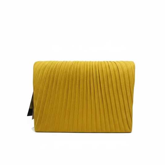 Bolso de mano rectangular y cierre con solapa plisada efecto ante color  mostaza - Moments by You