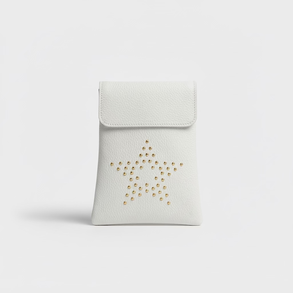 Bolso de piel 100% auténtica para el móvil con una estrella de tachuelas - Moments by You