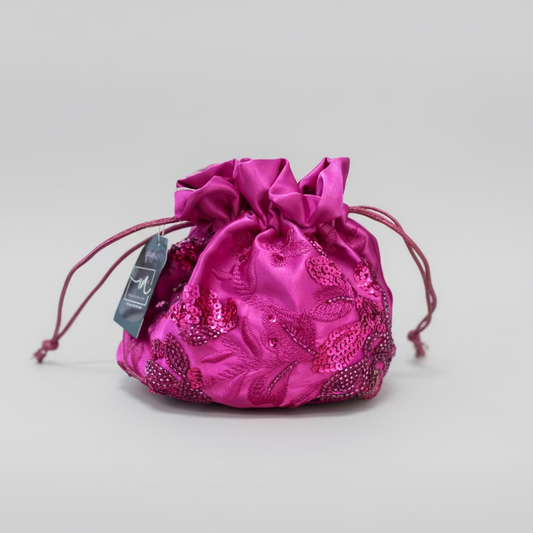 Bolso de fiesta limosnera fucsia floral con lentejuelas - Moments by You