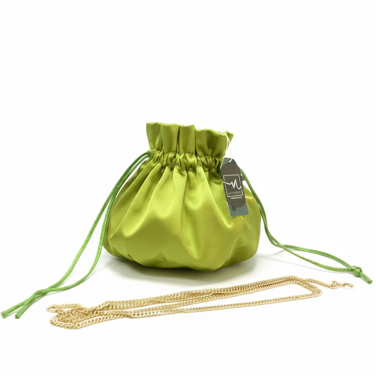 Bolso de fiesta limosnera de raso totalmente lisa de color verde lima - Moments by You