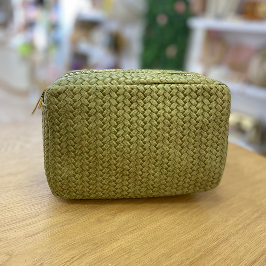 Bolso piel 100% vacuno bandolera tipo cubo con piel efecto trenzado y doble cremallera verde menta - mbyou