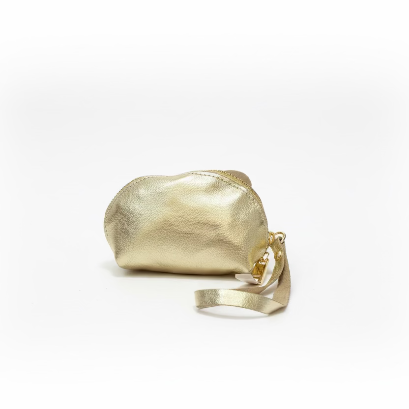 Monedero piel 100% vacuno con correa y cara de elefante en dorado - Moments by You