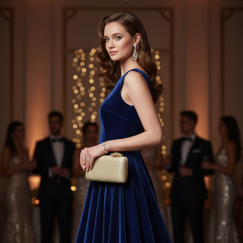 Bolso de mano de fiesta en forma rectangular con cierre de flor con circonitas color dorado  - mbyou - Moments by You