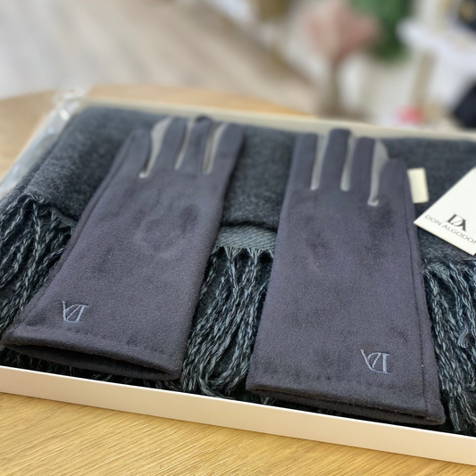 Pack de guantes y bufanda a conjunto de Don Algodón en color negro y gris - mbyou