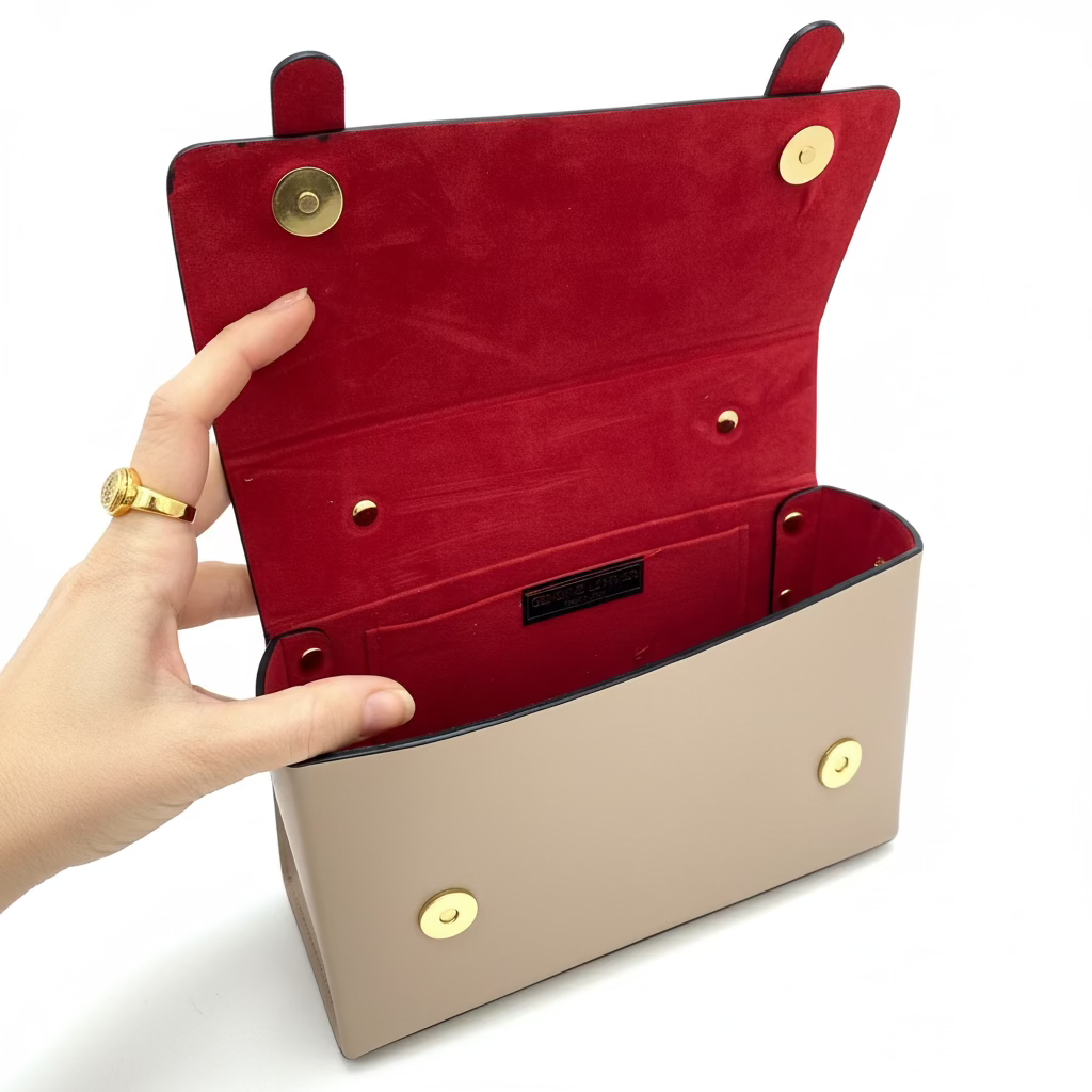 Bolso de mano pequeño y piel 100% vacuno estilo maletín con solapa - Moments by You