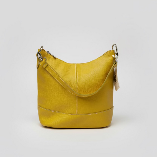 Bolso bandolera piel 100% auténtica liso con pespuntes y llavero de flecos - Moments by You