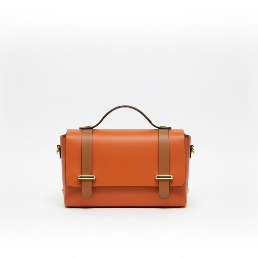 Bolso de mano pequeño y piel 100% vacuno estilo maletín con solapa - Moments by You