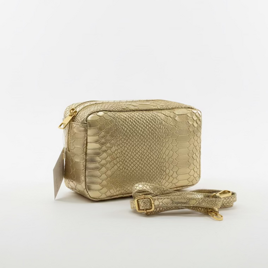 Bolso bandolera tipo cubo piel 100% vacuno efecto serpiente - Moments by You