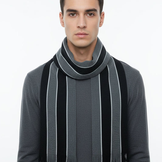 Bufanda de invierno con diseño a rayas en tonos oscuros