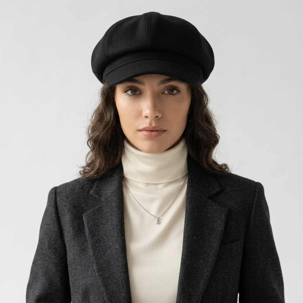 Look negro con verde oliva (boina + pañuelo + bolso)