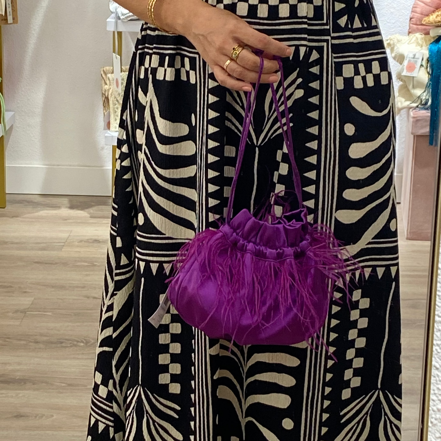 Green quilted shopper bag