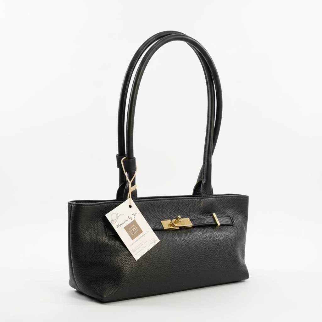 Bolso de hombro piel 100% auténtica con asas largas color chocolate