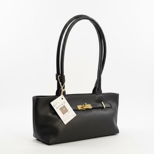 Bolso de hombro piel 100% auténtica con asas largas color chocolate