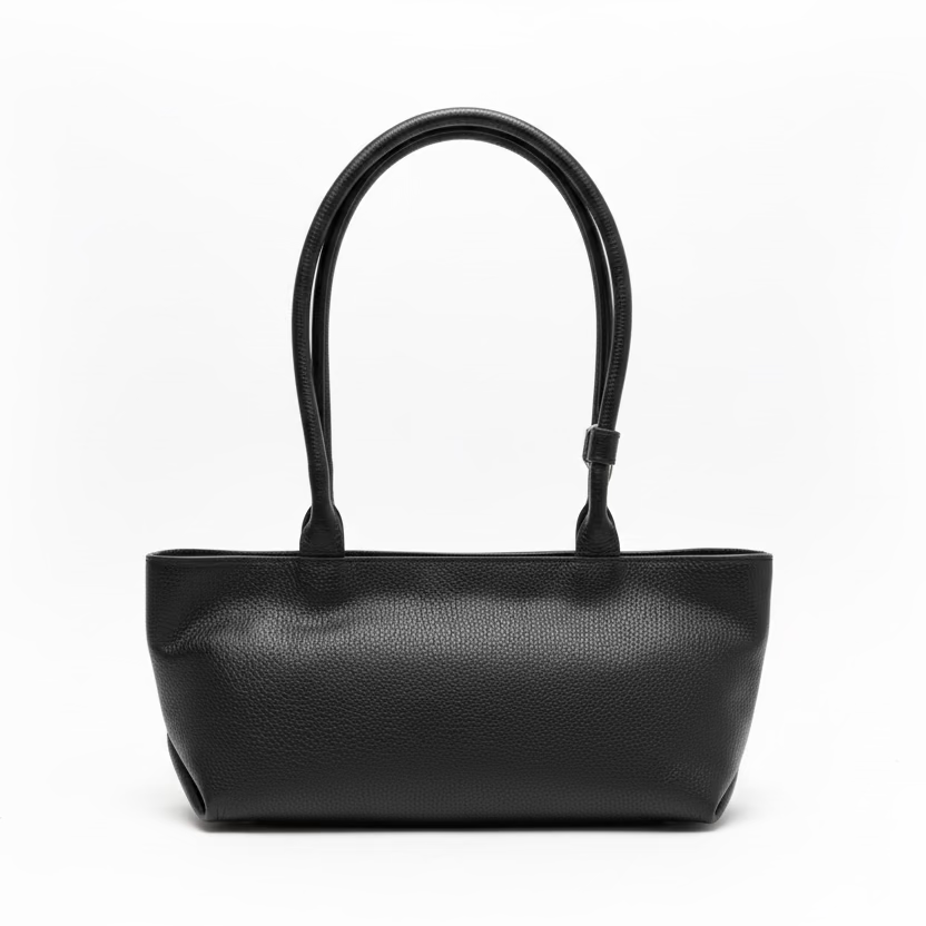 Bolso de hombro piel 100% auténtica con asas largas color chocolate