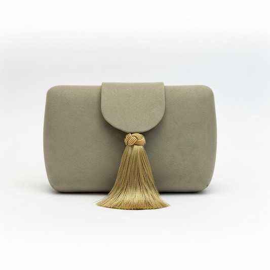 Bolso clutch en marrón nude con solapa y borla - Moments by You