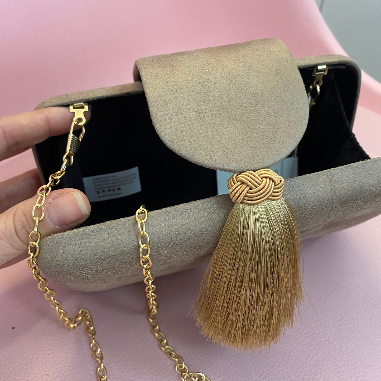 Sac à main de fête en plumes rose clair