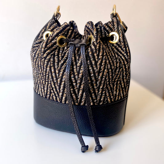 Camel brown raffia bucket bag bag - 100% leather