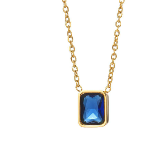 Collier acier aztèque doré et pierres bleues