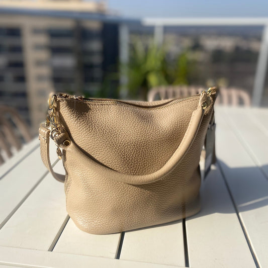 Smooth camel bag - 100% leather