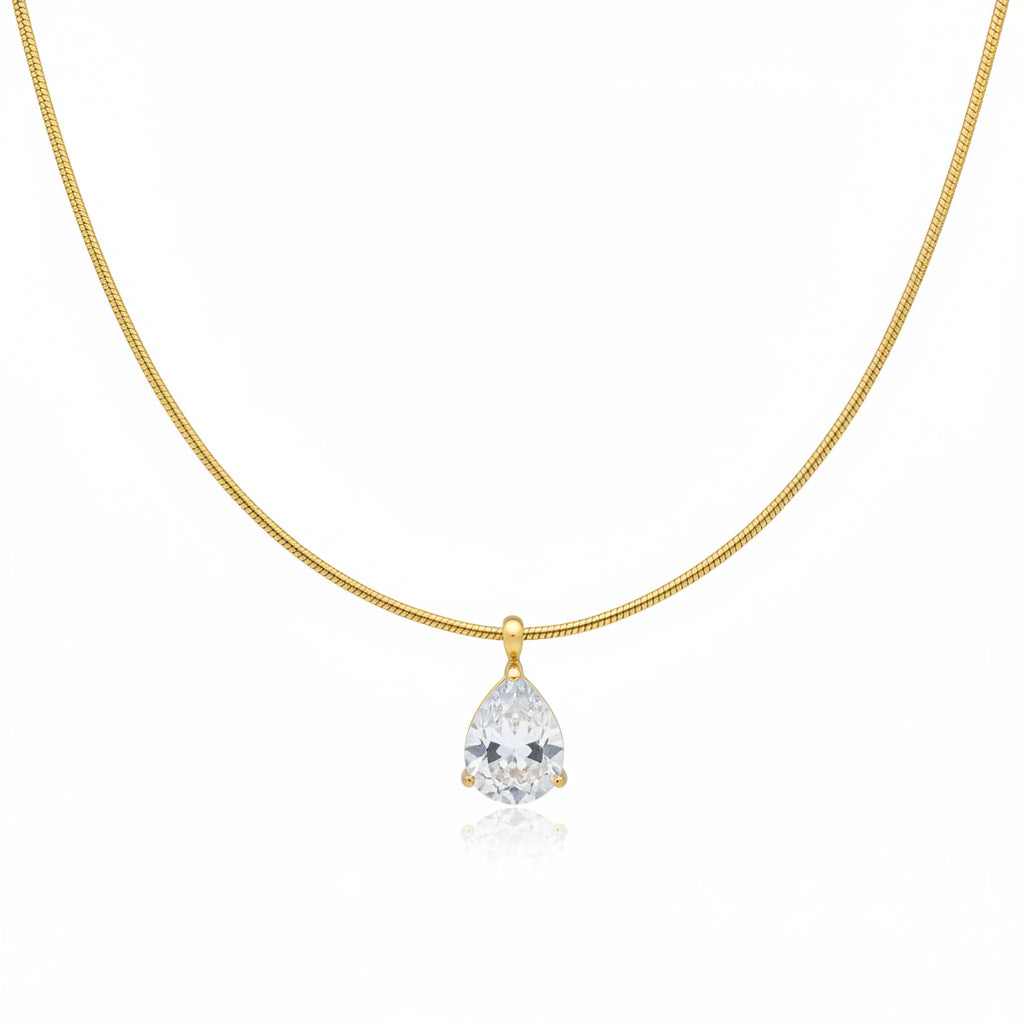 Collar acero con charm gota circonita brillante acabado oro - Moments by You