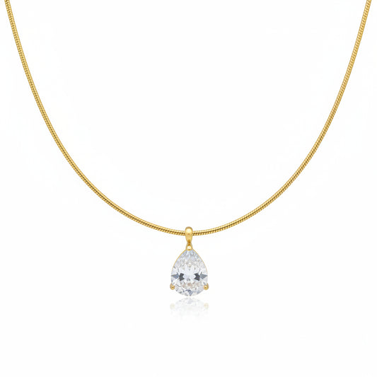 Collar acero con charm gota circonita brillante acabado oro - Moments by You