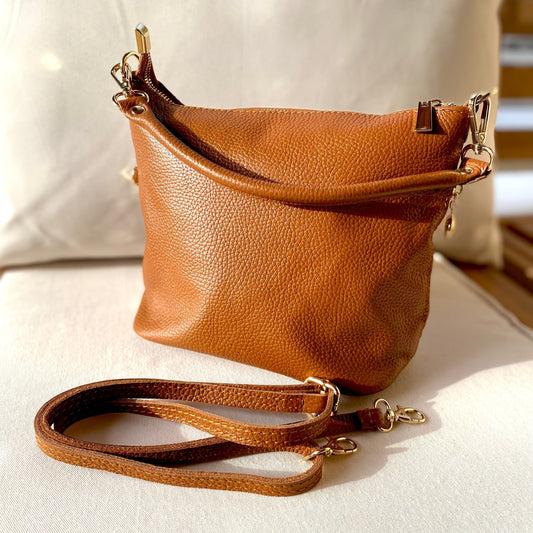 Smooth camel bag - 100% leather