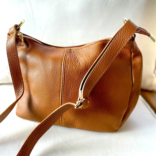 Bolso de piel 100% auténtica bandolera camel