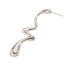 Pendientes largos de acero con forma irregular acabado plata