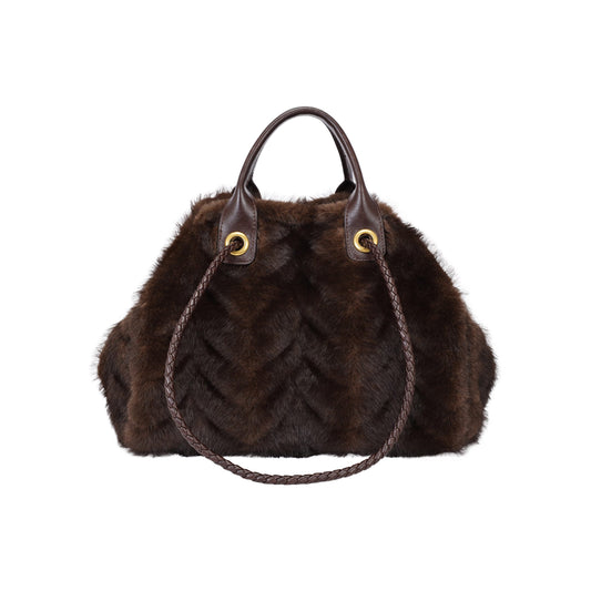 Bolso shopper de pelo con neceser interior y asa trenzada - Moments by You