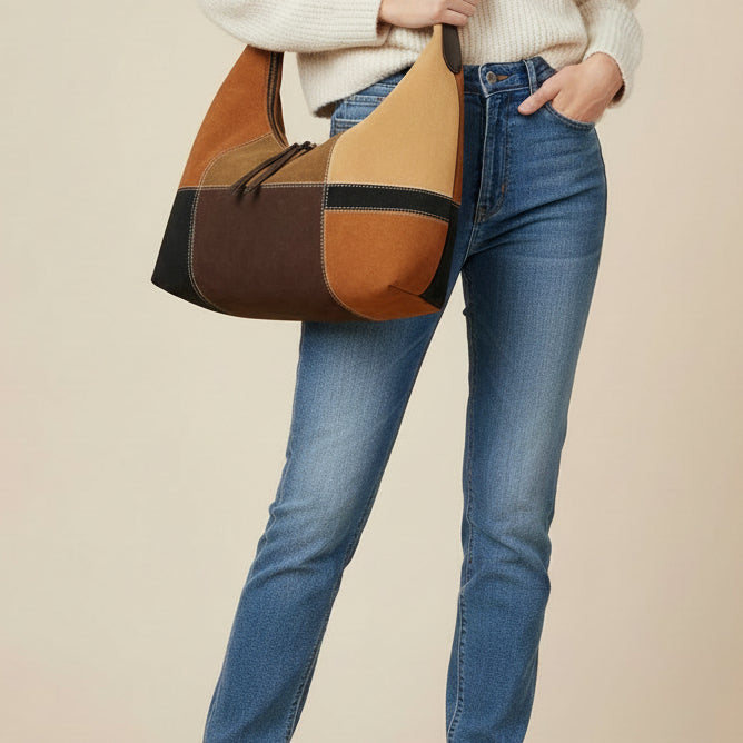 Bolso grande de hombro a cuadros efecto piel