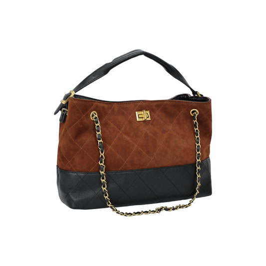 Bolso de hombro combinado efecto piel y ante - Moments by You