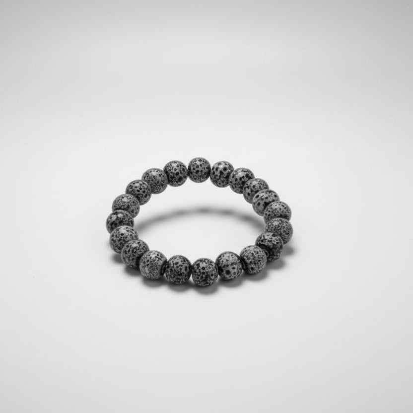 Pulsera elástica de cuentas de piedras con diseño volcánico en tonos azules - Moments by You