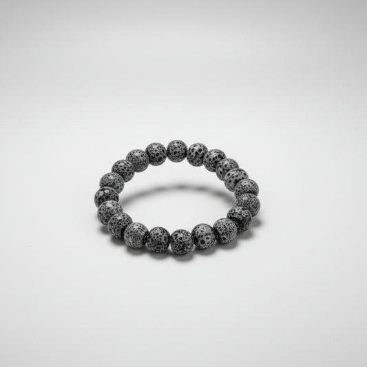 Pulsera elástica de cuentas de piedras con diseño volcánico en tonos azules - Moments by You