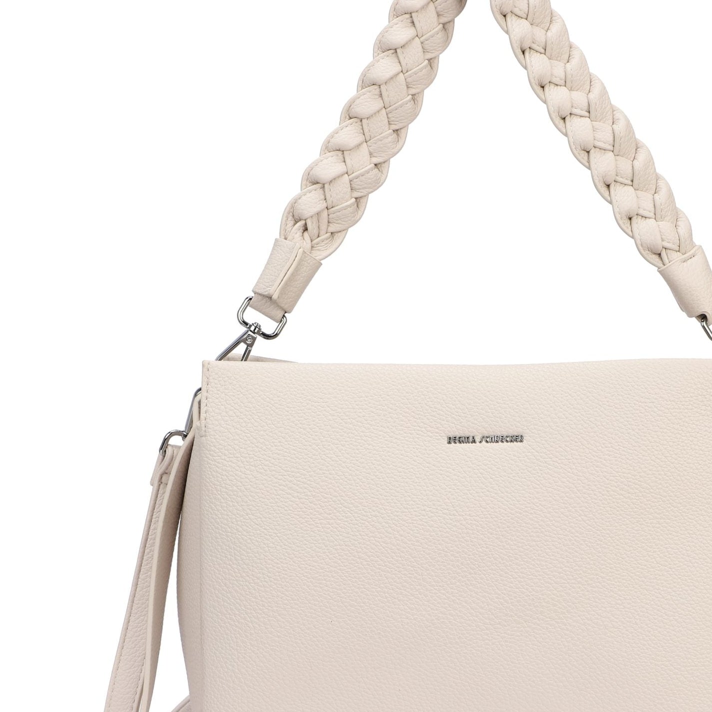 Bolso hombro rectangular con asa trenzado en color blanco roto - Moments by You