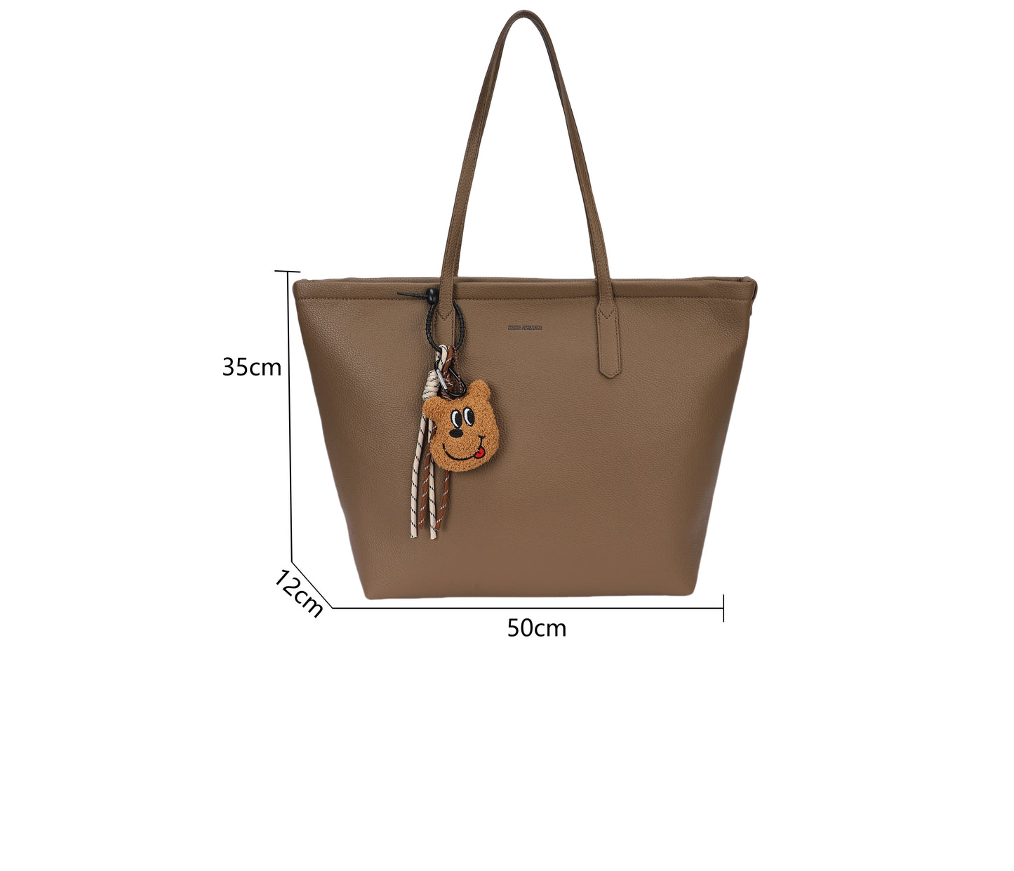 Bolso tipo shopper  con un llavero de osito incorporado color marrón chocolate - mbyou