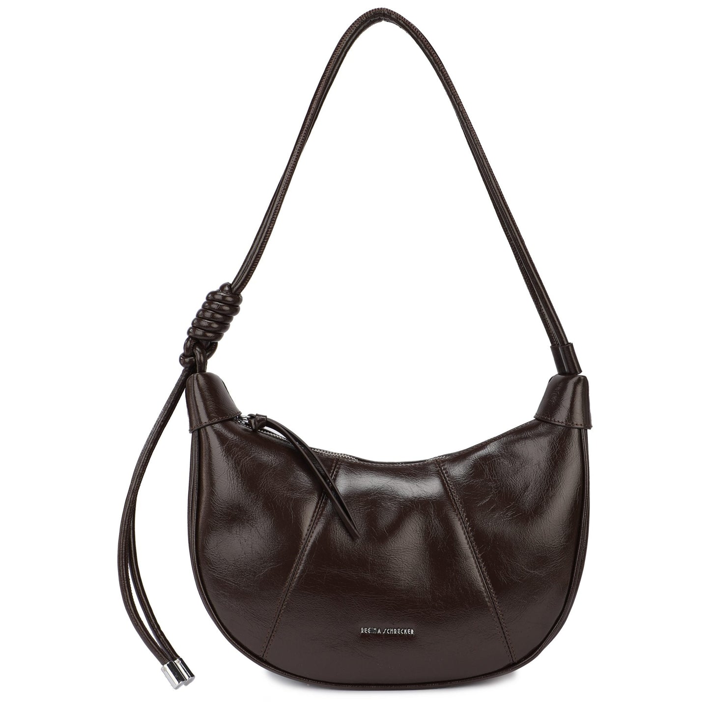 Bolso de hombro con costuras y textura lisa en chocolate