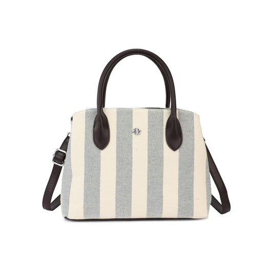 Bolso mediano a rayas en azul y chocolate - Moments by You