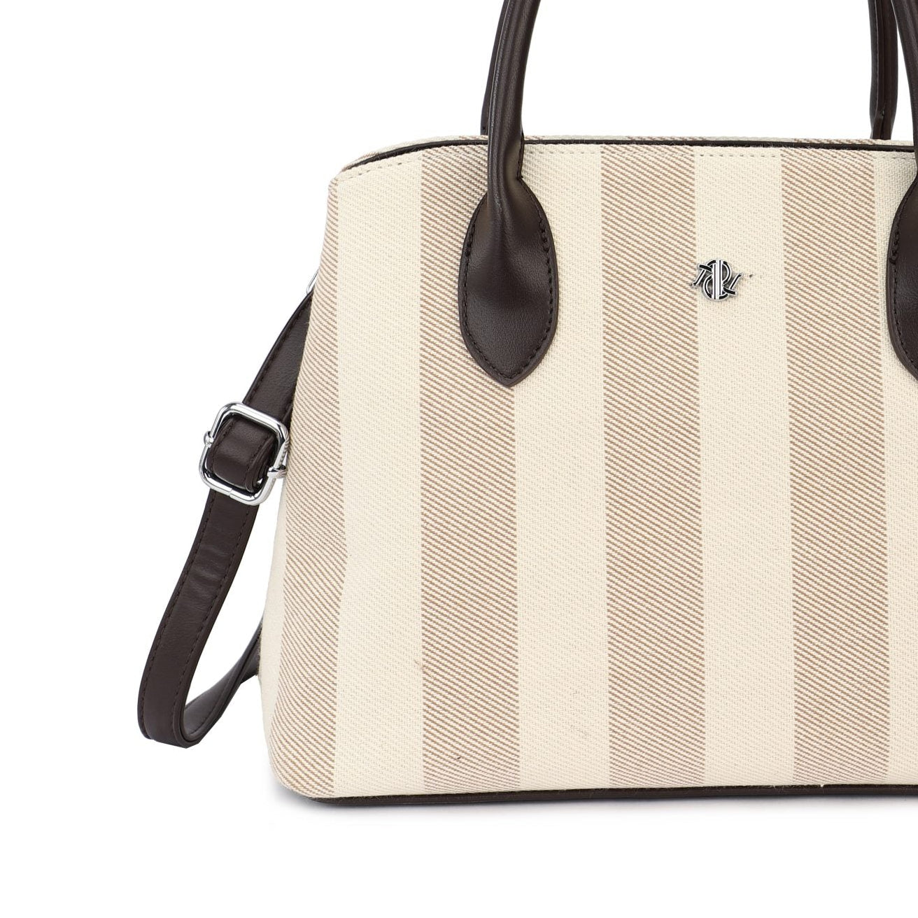 Bolso de hombro mediano a rayas en marrón, beige y chocolate