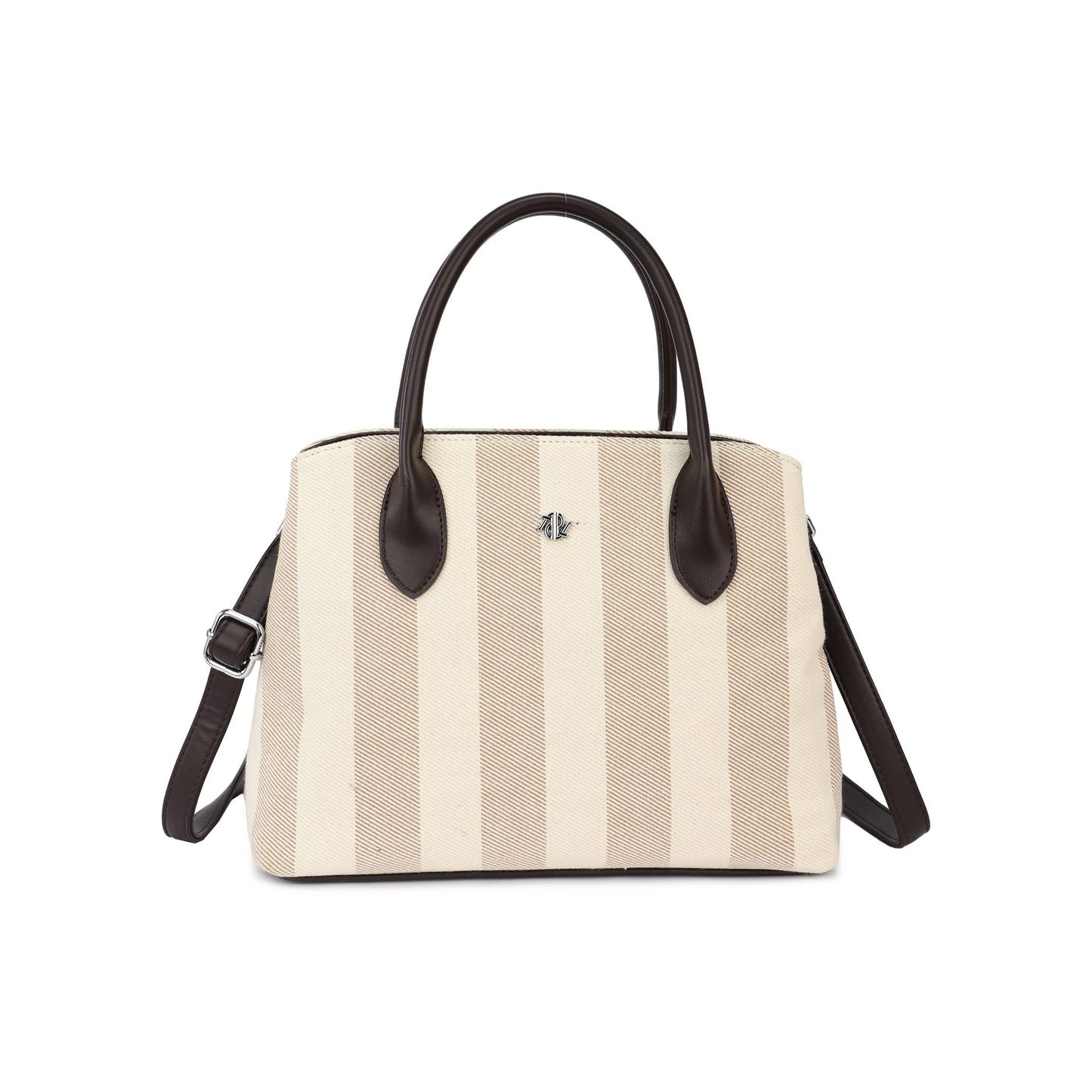 Bolso de hombro mediano a rayas en marrón, beige y chocolate