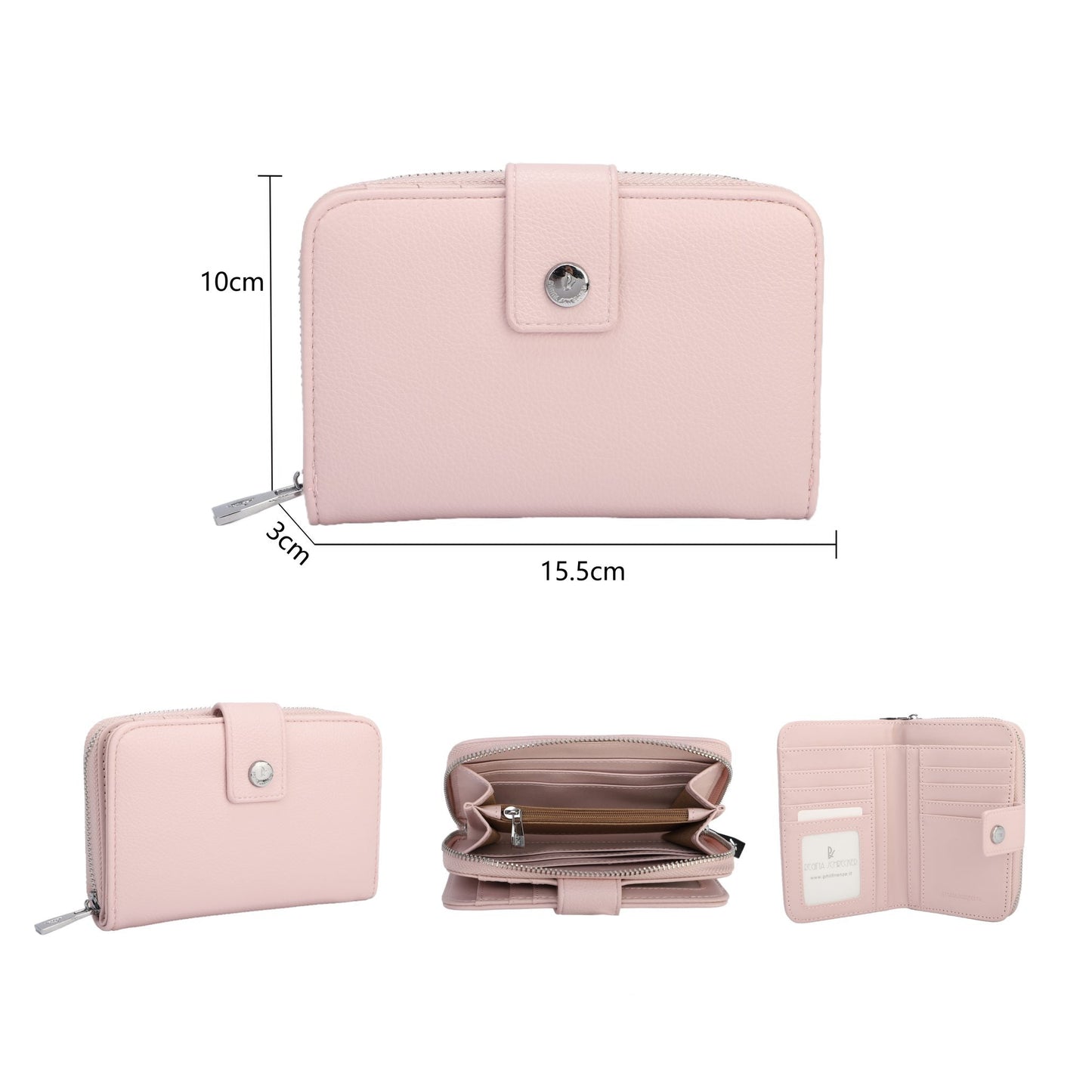 Monederos medianos lisos colores pastel variados con detalles plata