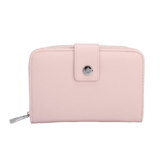 Monederos medianos lisos colores pastel variados con detalles plata