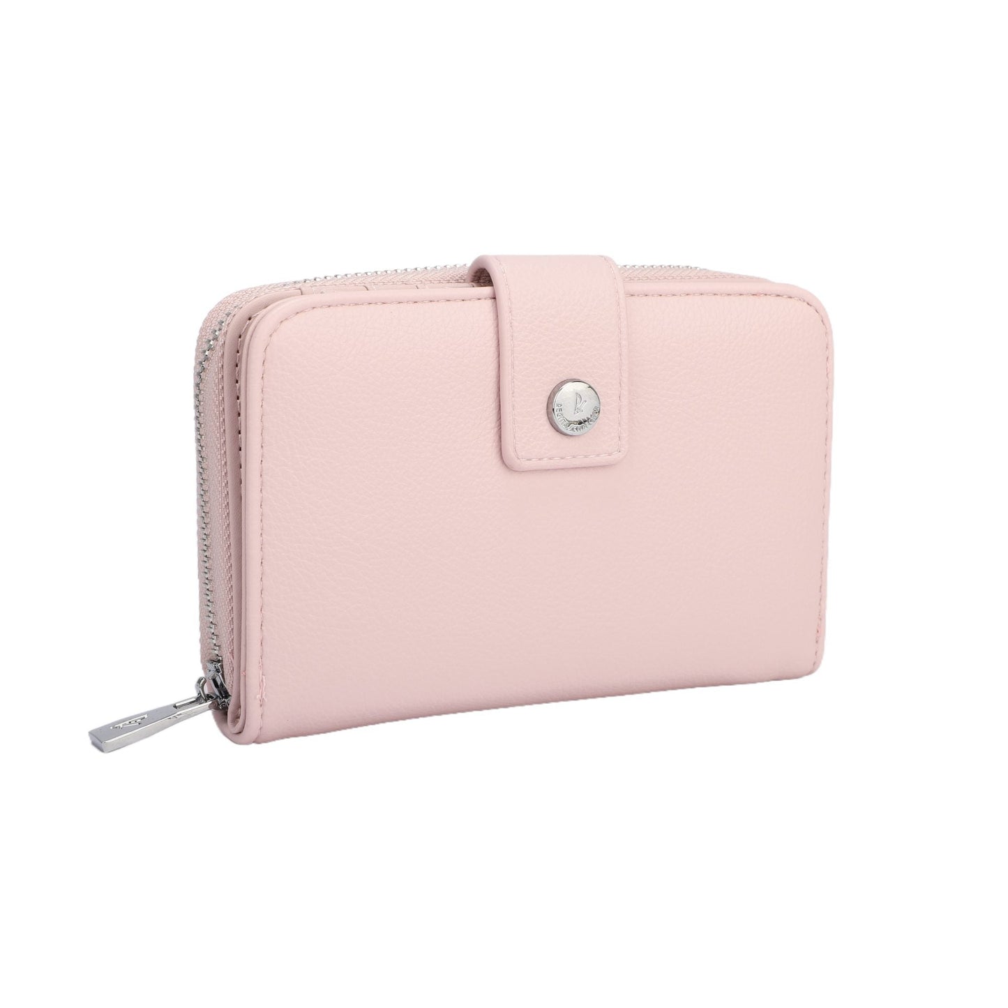 Monederos medianos lisos colores pastel variados con detalles plata