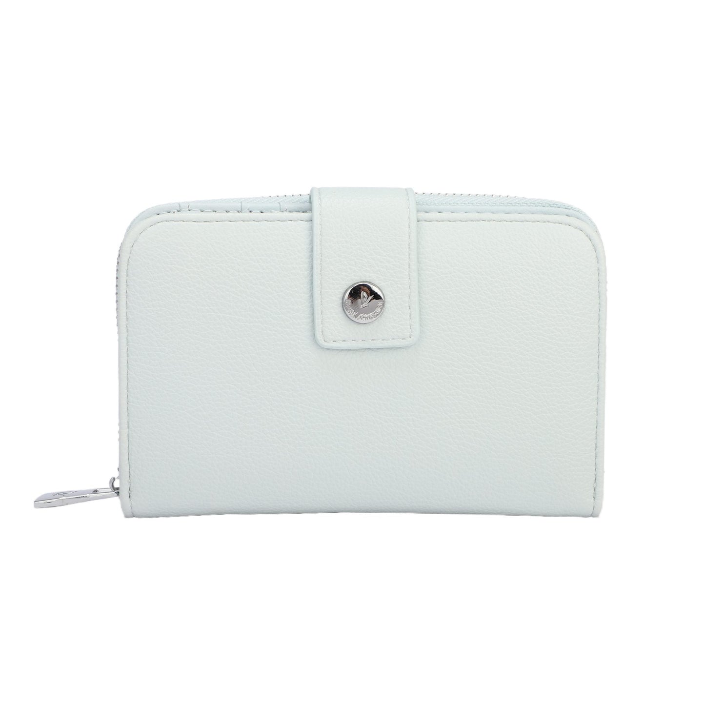 Monederos medianos lisos colores pastel variados con detalles plata