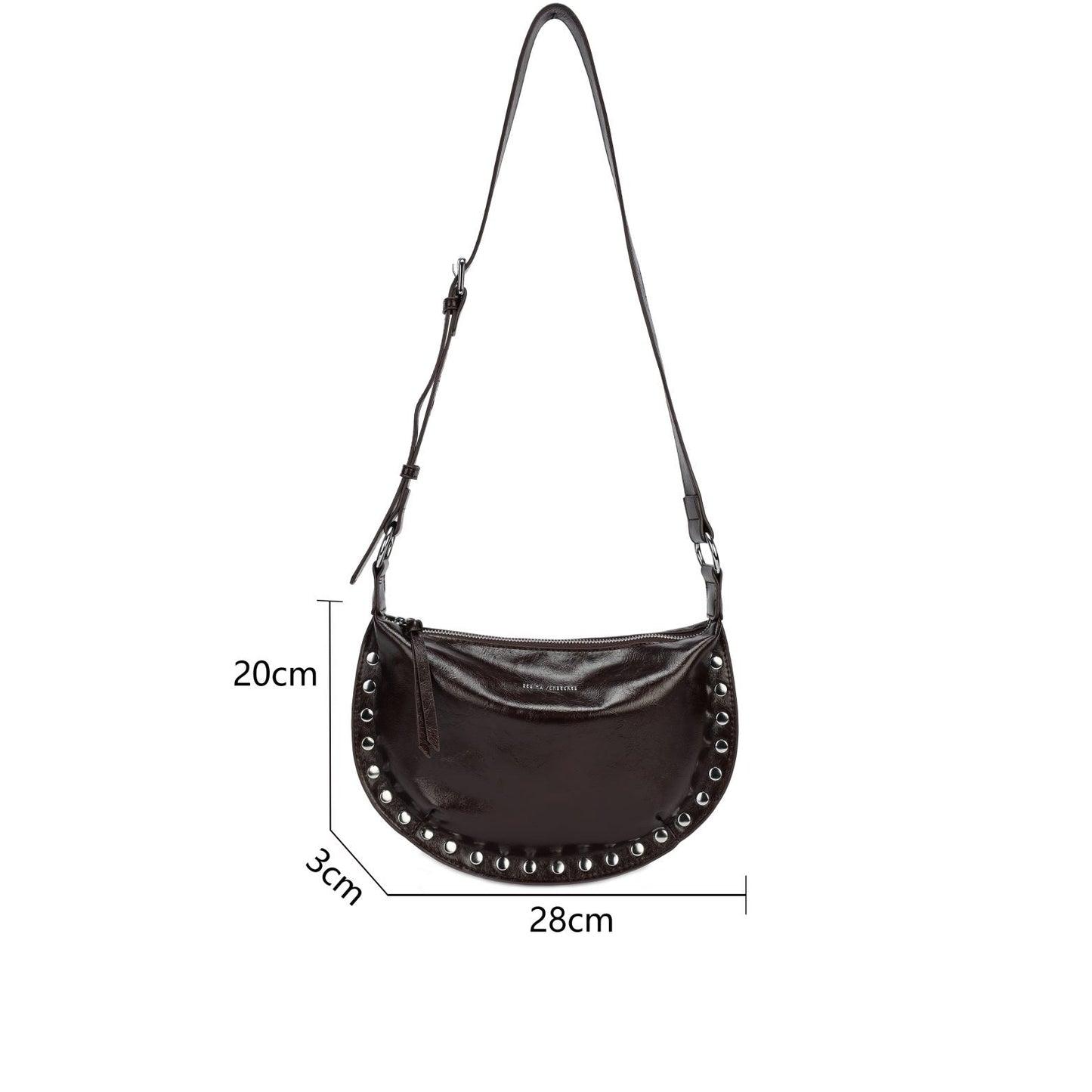 Bolso bandolera liso con tachuelas plata en los bordes
