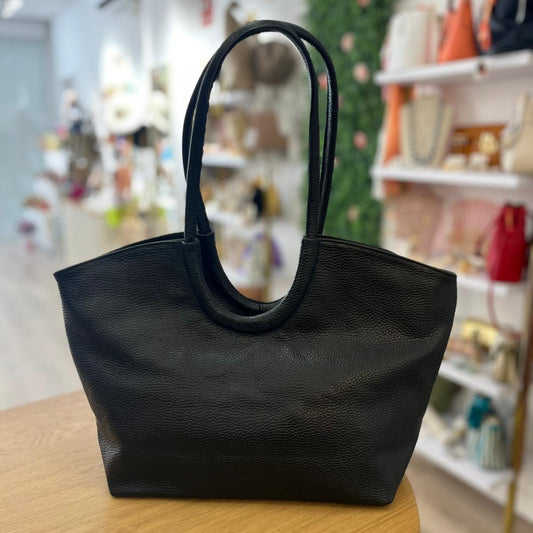 Bolso tipo shopper 100% piel vacuno auténtica negro - mbyou